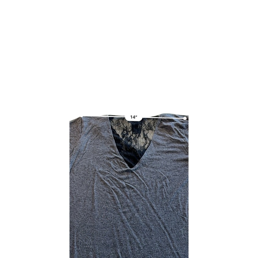 Rene‎ Rofe Sleepwear Top Womens Black Sz Medium Lace Edges Pullover Short Sleeve - Picture 7 of 8